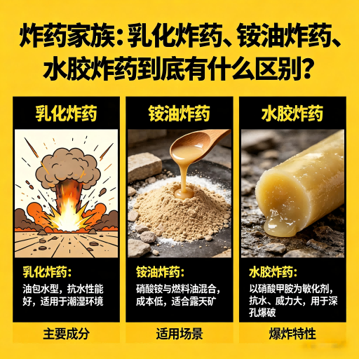 弥勒炸药家族：乳化炸药、铵油炸药、水胶炸药到底有什么区别？